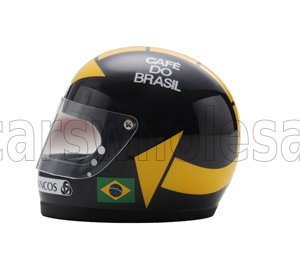 HELMET Casco Helmet Carlos Pace 312pb Team Sefac Spa Ferrari Season (1973), Black Yellow