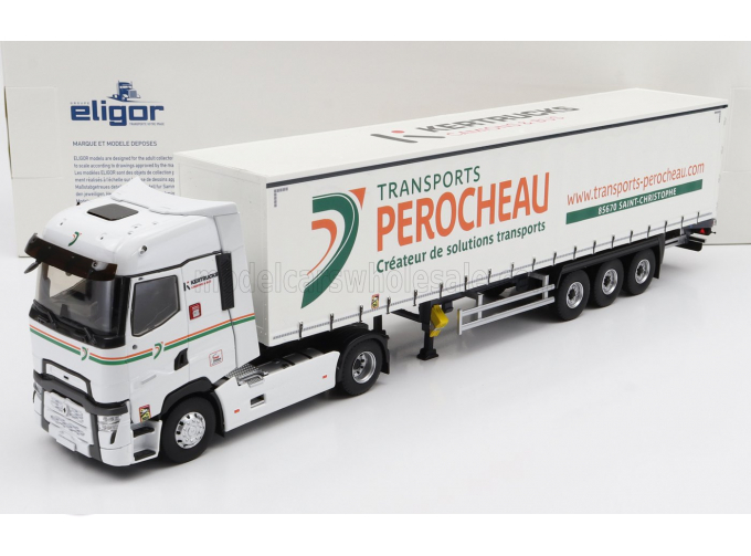 RENAULT T-LINE HIGH TRUCK TELONATO PEROCHEAU TRANSPORTS (2021), WHITE GREEN ORANGE