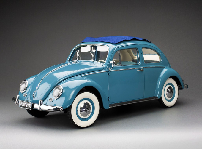 VOLKSWAGEN Beetle Saloon with open roof (1958), fjord blue