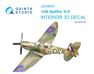 3D Декаль интерьера кабины Supermarine Spitfire Tr.9 (Airfix)