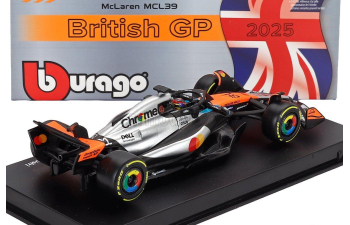 McLAREN F1 Mcl39 Team Mclaren №81 2nd Silverstone British Gp (2025) Oscar Piastri - With Pilot And Showcase, Orange Chrome Black