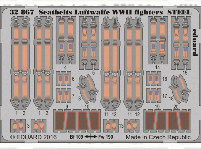 Фототравление Ремни Luftwaffe WWII СТАЛЬ