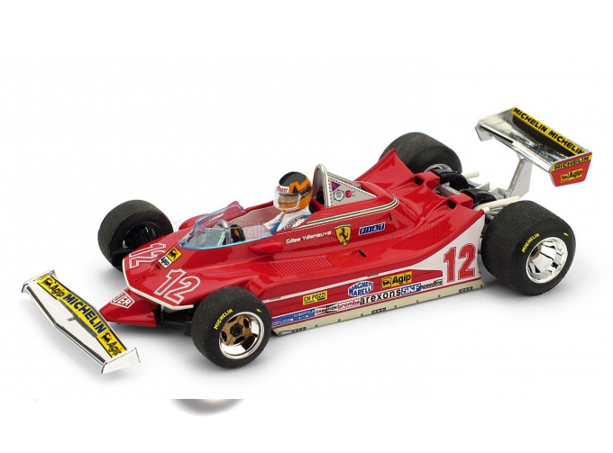 FERRARI F1 312t4 №12 2nd Gp French Gp (1979) Gilles Villeneuve - With Driver Figure, Red