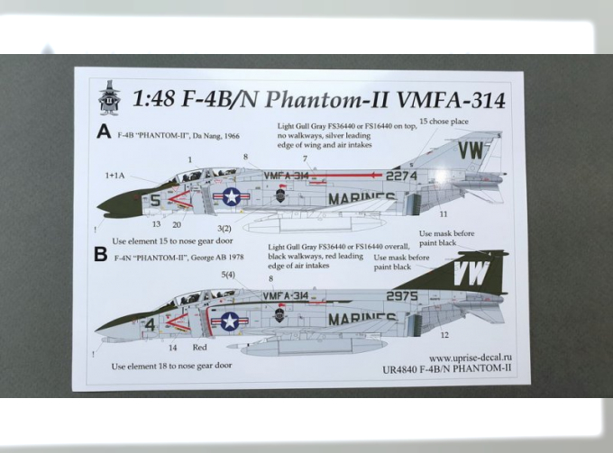 Декаль для F-4B / N Phantom-II VMFA-314