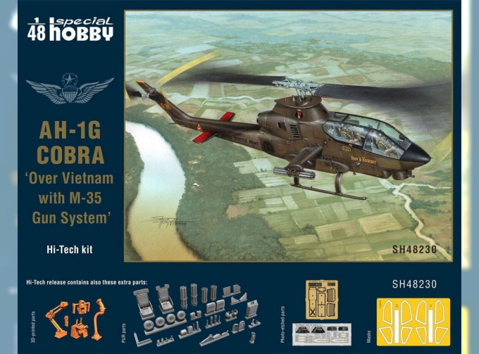 Сборная модель AH-1G Cobra ‘Over Vietnam with M-35 Gun System’ Hi-Tech Kit