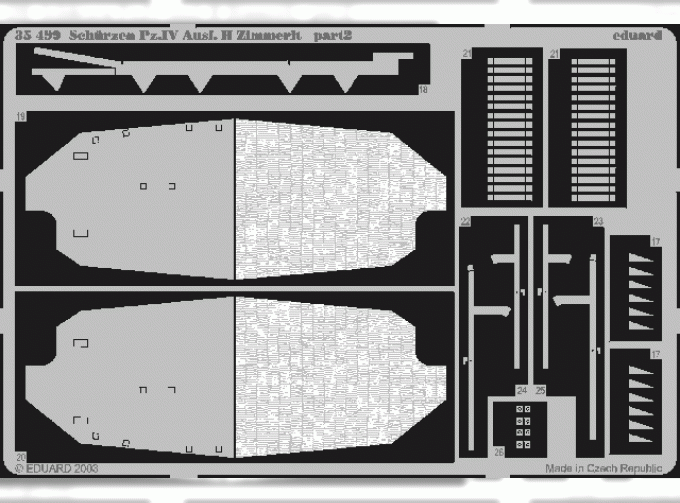 Фототравление Немецкий средний танк Pz.Kpfw. IV Ausf. H (экраны)