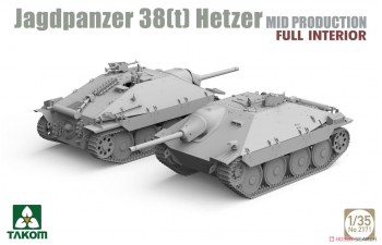 Сборная модель Немецкая САУ Jagdpanzer 38(t) Hetzer (промежуточная) с полным интерьером