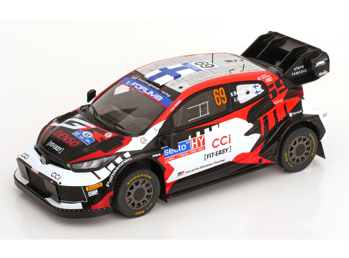 TOYOTA Yaris Gr Rally1 Team Toyota Gazoo Racing Wrt №69 Rally Finland (2024) Kalle Rovanpera - Jonne Halttunen, Black White Red