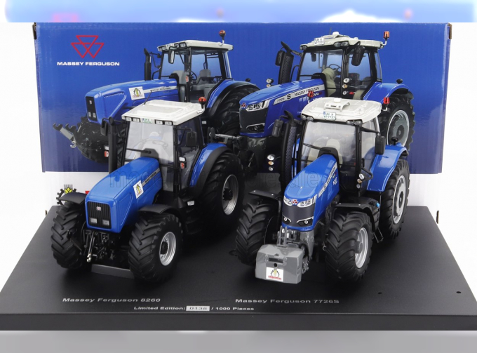 MASSEY FERGUSON Set 2x Mf8260 Tractor (2012) + Mf7726s Tractor (2018), Blue Grey