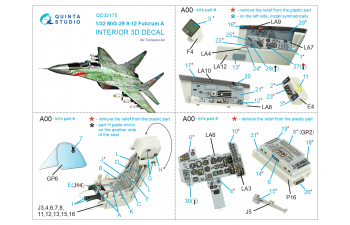 3D Декаль интерьера кабины МиГ-29 9-12 (Trumpeter)