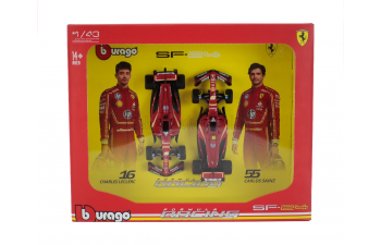 FERRARI Set F1 2x Sf-24 Team Scuderia Ferrari №16 Season (2024) Charles Leclerc + №55 Carlos Sainz, Red Black