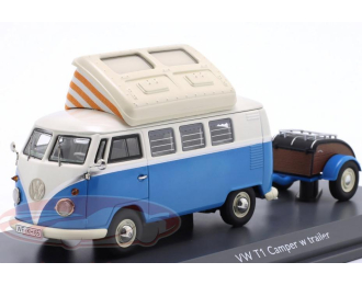 VOLKSWAGEN T1 Кемпер с прицепом, синий / белый
