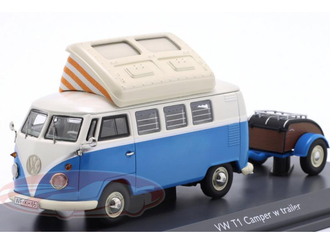 VOLKSWAGEN T1 Кемпер с прицепом, синий / белый