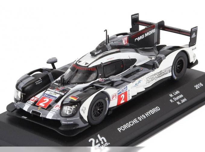 PORSCHE 919 Hybrid 2.0l Turbo Team Porsche №2 Winner 24h Le Mans (2016) Romain Dumas - Neel Jani - Marc Lieb, Black White