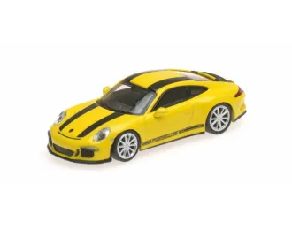 PORSCHE 911 R (2016), yellow with black stripes and black writing