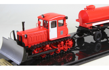 Т-74 поздний бульдозер с прицеп-бочкой (красно-белый)