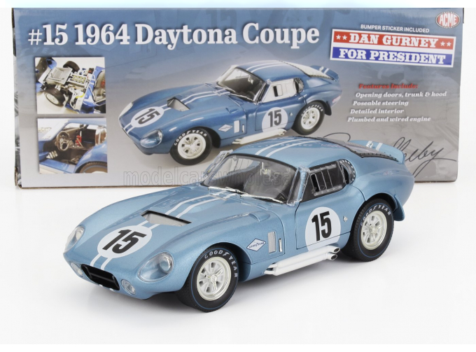 AC COBRA Shelby Cobra Daytona Coupe 4.7l V8 Team Shelby American Inc. №15 12h Reims (1964) Dan Gurney - Bob Bondurant, Blue White