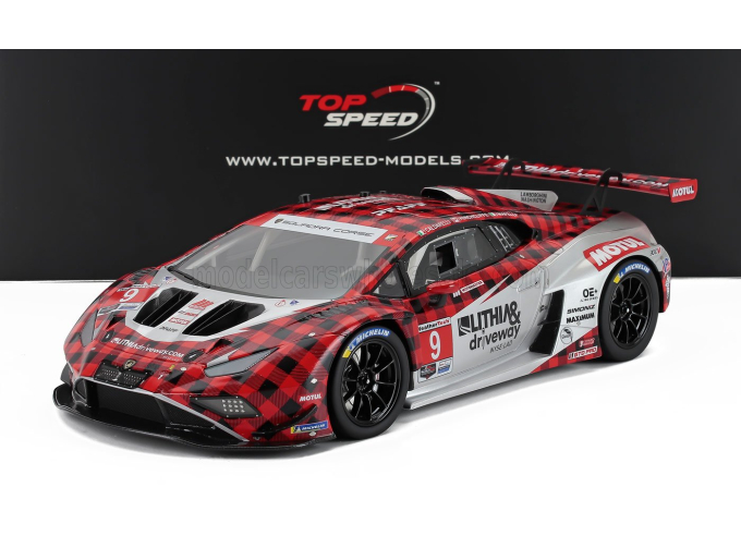 LAMBORGHINI Huracan Gt3 Evo2 Team Pfaff Motorsports №9 Imsa 12h Sebring (2025) Andrea Caldarelli - Marco Mapelli - James Hinchcliffe, Red Black Silver