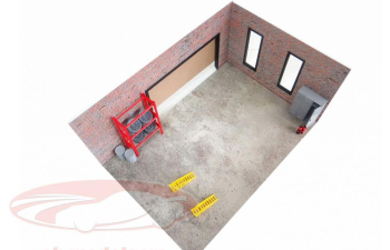 Бокс-диорама кирпичный гараж с обурудованием