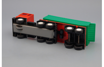 Игрушка Грузовик с прицепом самосвалом, красный / зеленый