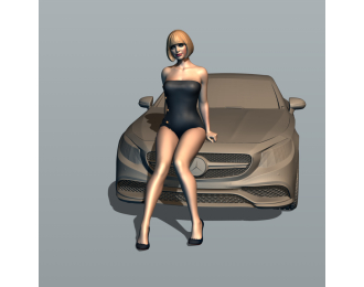 Фигурка 651 присела на тачку, окрашенная