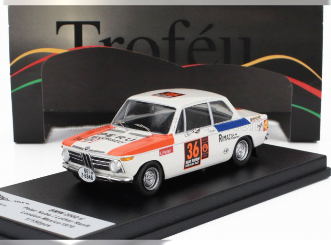 BMW 2002 Ti №36 Rally Londra-messico (1970) Peter Kube - Lothar Ranft, White Blue Red
