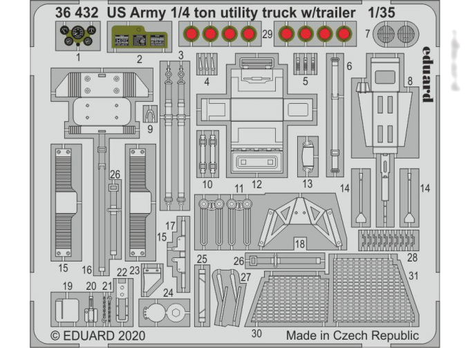 Набор фототравлений для US Army ton utility truck w/ trailer