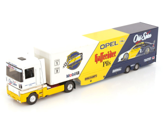 RENAULT Magnum Opel DTM race transporter, mit Zubehör, Team Rosberg Collection (1995)