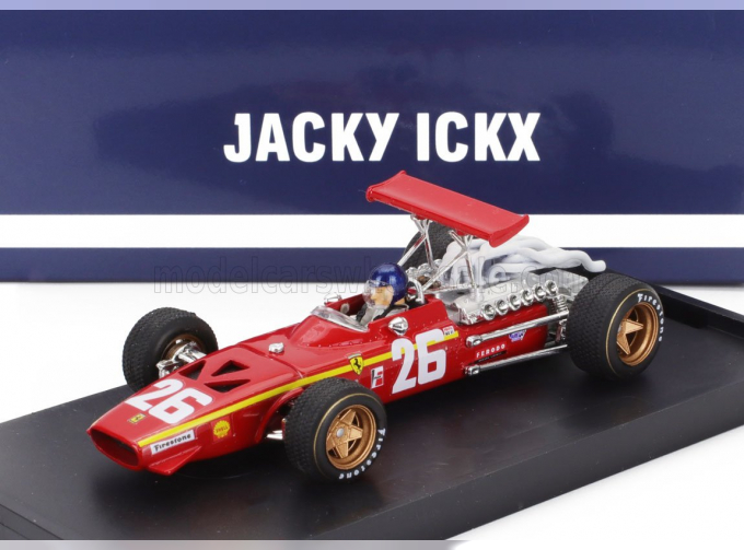 FERRARI F1 312 №26 Winner France Gp (1968) Jacky Ickx - With Driver Figure, Red White