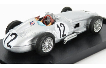 MERCEDES BENZ F1 W196 №12 Winner British Gp (1955) S.Moss - 1st F1 Victory - With Driver Figure, Silver