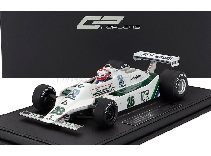 WILLIAMS F1 Fw07 Ford №28 Winner British Gp (with Pilot Figure) Clay Regazzoni (1979), White Green