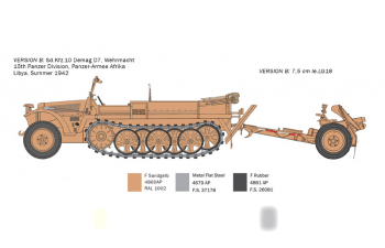 Сборная модель KFZ. 10 DEMAG D7 with 7,5 cm leIG 18 and CREW