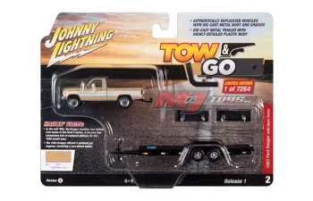 FORD Ranger Pick-up (1983) With Trailer Car Transporter, Beige White Black