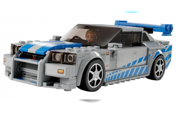 NISSAN Lego Speed Champion - Skyline Gt-r (r34) 1999 - Brian O'conner - Fast & Furious Ii (2003) - 319 Pezzi - 319 Pieces, Silver Blue