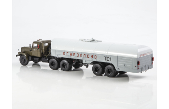 Топливозаправщик КРАЗ-258Б1 с полуприцепом ТЗ-22, хаки / серый