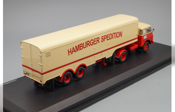 MAN 10.210 Truck Hamburger Spedition, beige / red