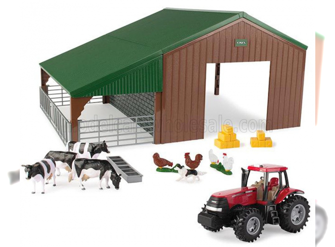 CASE-IH Optum 305 Tractor With Animals And Farm Building - Diorama Stalla Con Animali, Various