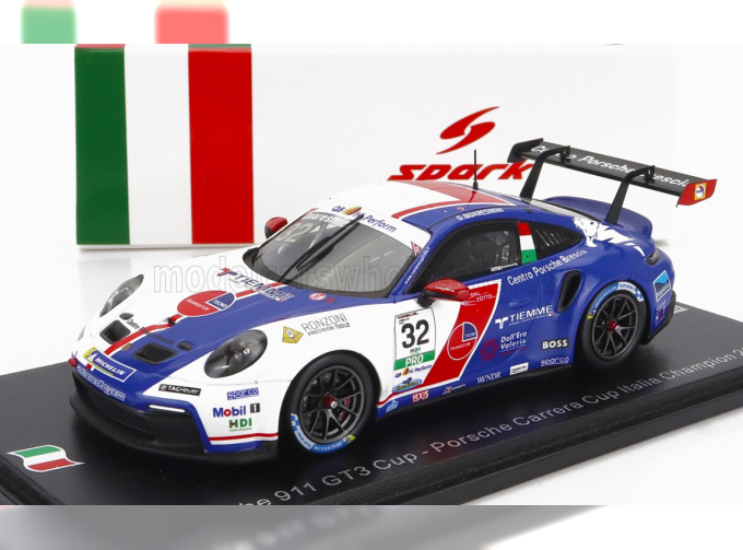 PORSCHE 911 991-2 Gt3 Team Ab Racing №32 Champion Italy Porsche Carrera Cup Season (2022) G.Quaresmini, Blue White Red