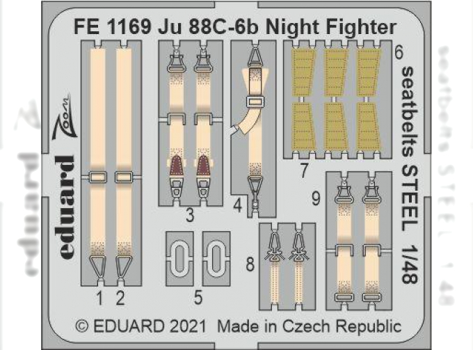 Фототравление для Ju 88C-6b Night Fighter, ремни безопасности СТАЛЬНЫЕ