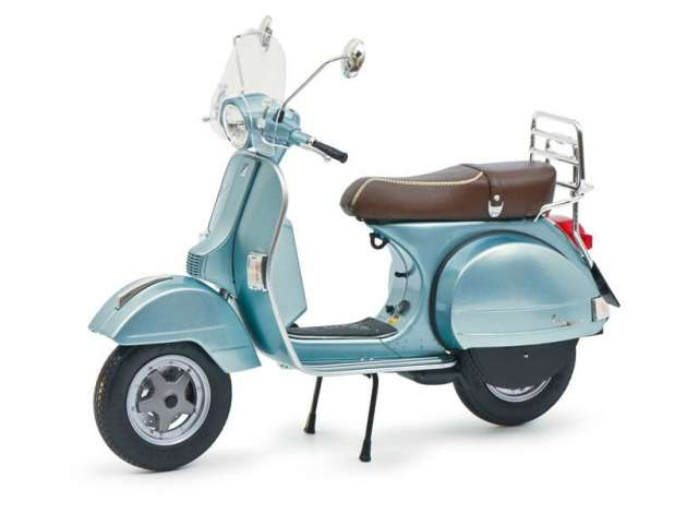 Vespa PX 125 with Windshield and Luggage Carrier 70 Years, light blue