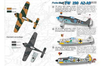 Набор декалей FW 190А2-А9 Wet decal