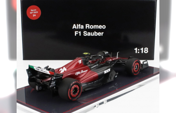 ALFA ROMEO F1 C43 Team Stake N 24 Monza Italy Gp (2023) Guanyu Zhou - Con Vetrina - With Showcase, Black Red White Green