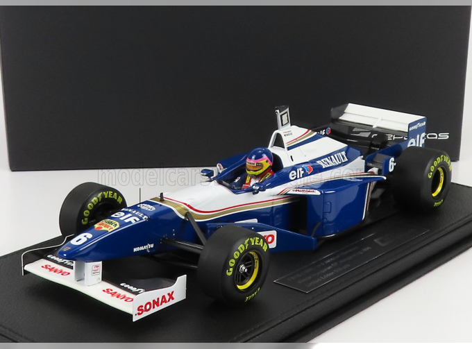 WILLIAMS F1 Fw18 Renault N 6 (with Pilot Figure) Season 1996 Jacques Villeneuve - Con Vetrina - With Showcase, Blue White