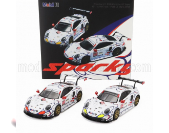 PORSCHE Set 2x 911 991 Rsr Team Porsche Gt №911 Winner Gtlm Class Petit Le Mans (2018) P.Pilet - N.Tandy - F.Makowiecki + №912 2nd Gtlm-class Petit Le Mans (2018) E.Bamber - L.Vanthoor - M.jaminet, White