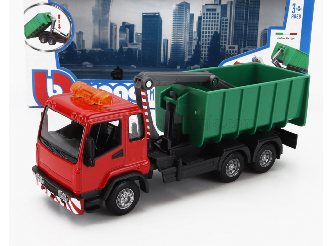 MAN Truck Cassone Ribaltabile Trasporto Rifiuti Urbani 3-assi (2010), Red Green