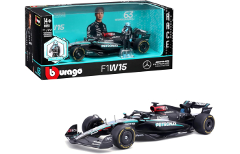 MERCEDES GP F1 W15 Eq Performance Team Amg Petronas Motorsport №63 Season (2024) George Russell - With Pilot, Black Silver Green