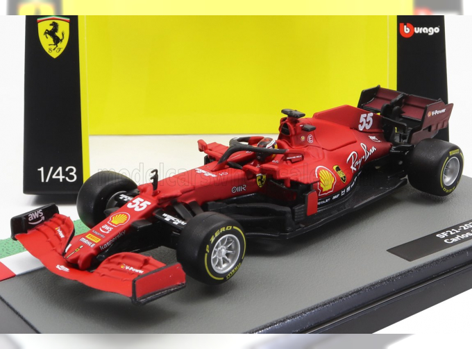 FERRARI F1 Sf21 Team Scuderia Ferrari Mission Winnow N55 Season (2021) Carlos Sainz Jr. - Con Pilota E Vetrina - With Pilot And Showcase, Red