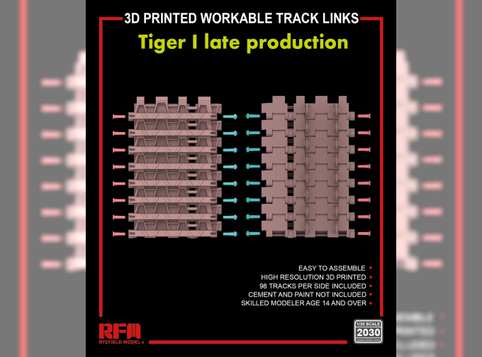 3D printed Workable track links for Tiger I late production