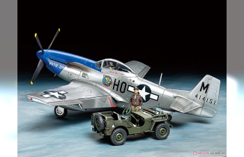 Сборная модель North American P-51D Mustang & 1/4-ton 4x4 Light Vehicle Set