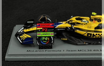 McLAREN F1 Mcl38 Team Mclaren №4 4th Monaco Gp (2024) Lando Norris, Yellow Green Black